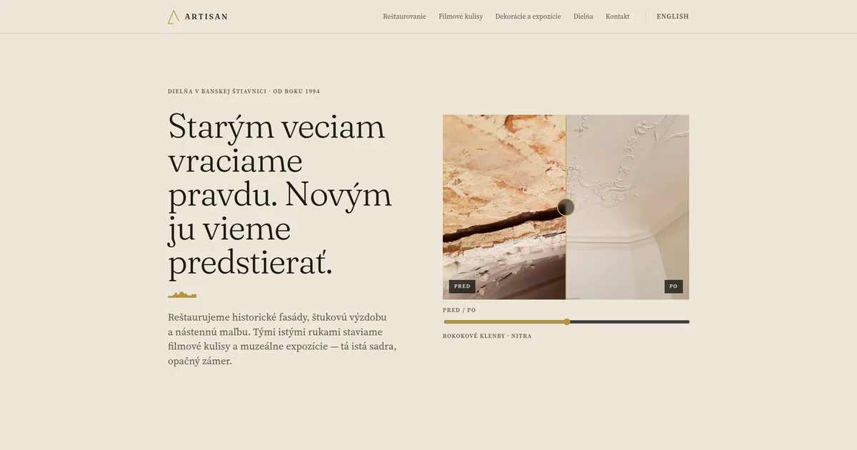 Náhľad webu artisan.sk