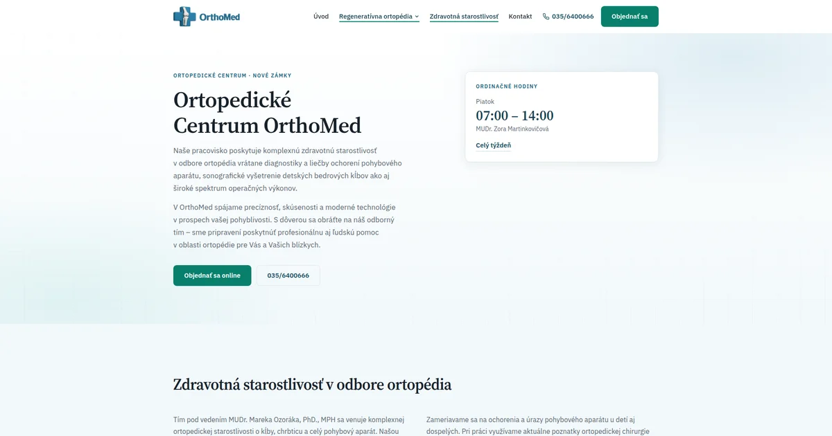 Náhľad webu orthomed.sk